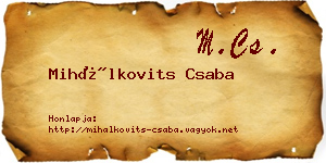 Mihálkovits Csaba névjegykártya